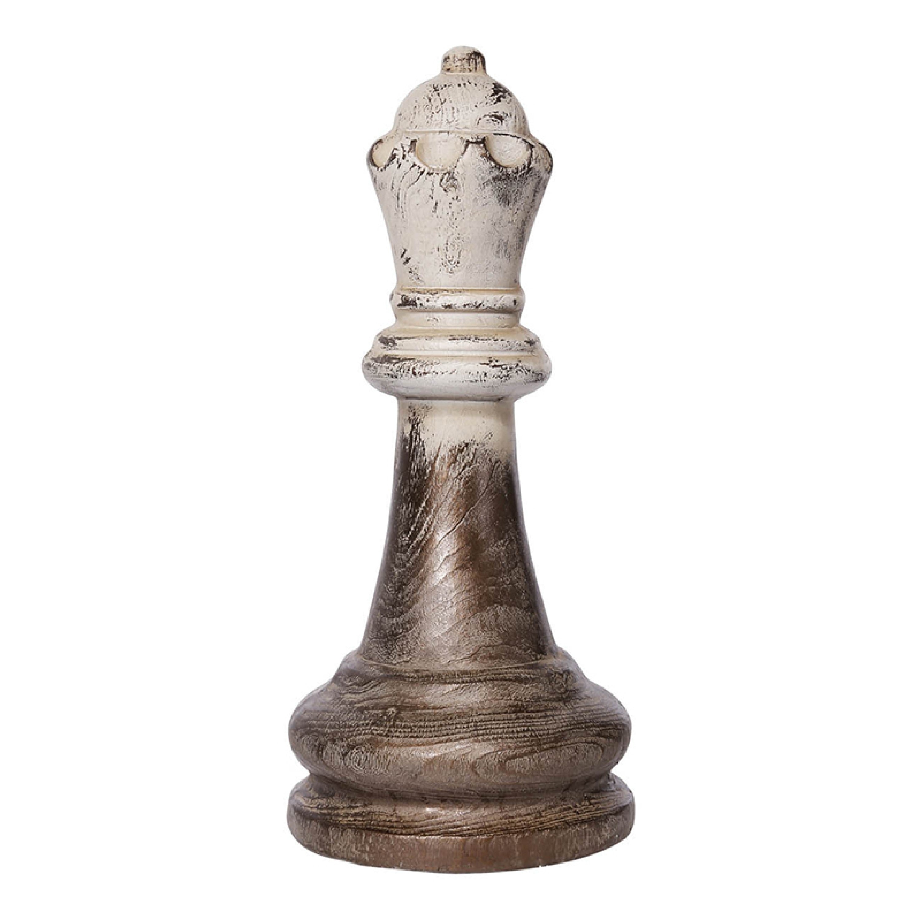 Tabletop Decor King Chess Piece Bronze And White Magnesium 21 Inch
