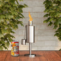 Tabletop Torch Lamp 10.5 Stainless Steel Outdoor Fuel Canister Flame Light For Citronella Pure Garden