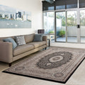 Tabriz Collection Black Brown Area Rug