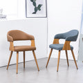 Tadala Pu Leather Wood Dining Arm Chair Open Back Set 2