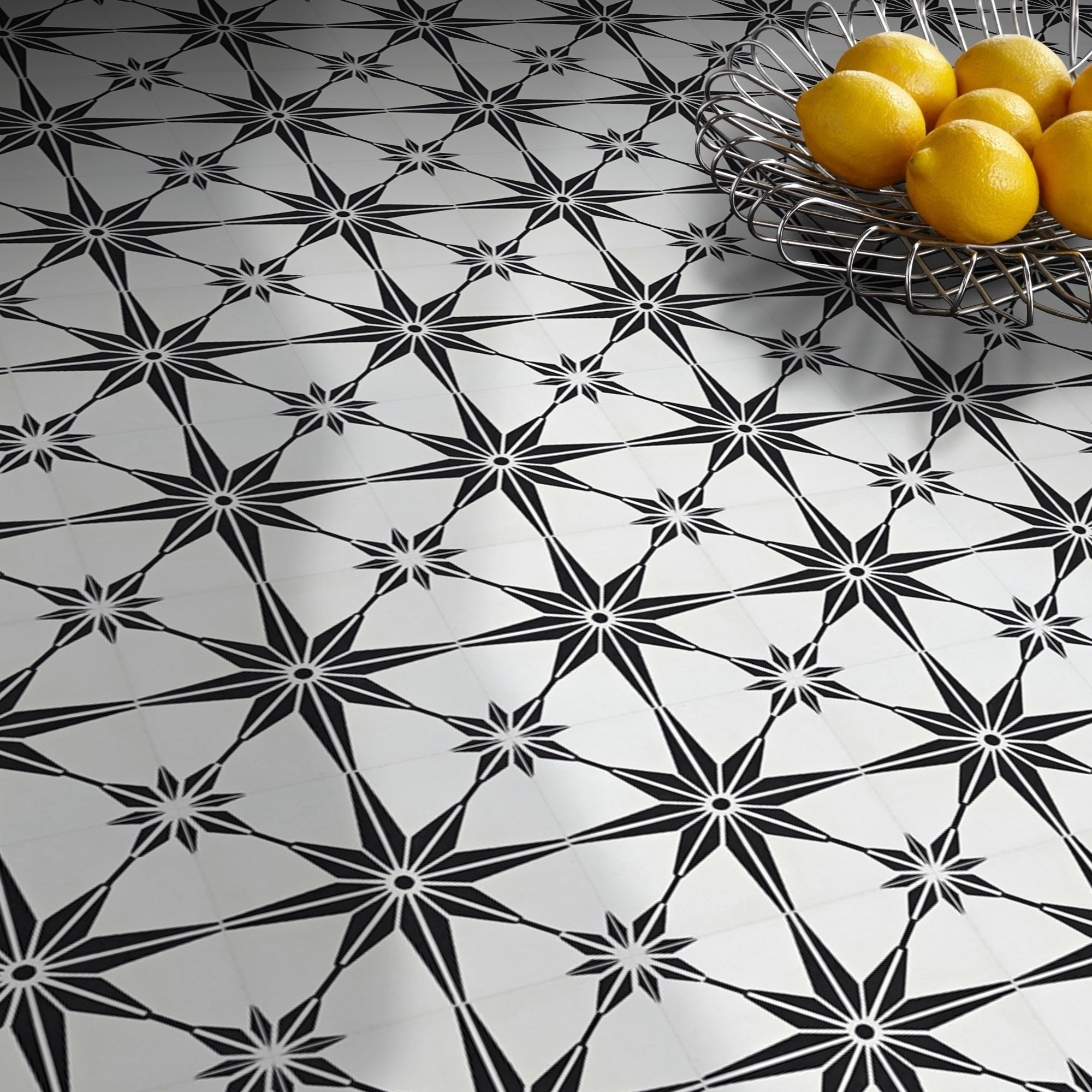 Tafilalt In Black And White Handmade 8X8 Inch Moroccan Tile Pack 12