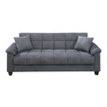 Tahira Convertible Sofa With Tapered Legs Gray Box Tufted Microfiber