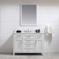 Tahoe 48In Vanity In White With White Carrera Marble Top And Mirror
