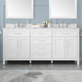 Tahoe 72 Vanity In White With White Carrera Marble Top And Mirror