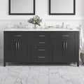 Tahoe 72 In. Vanity In Espresso With White Quartz Top And Mirror