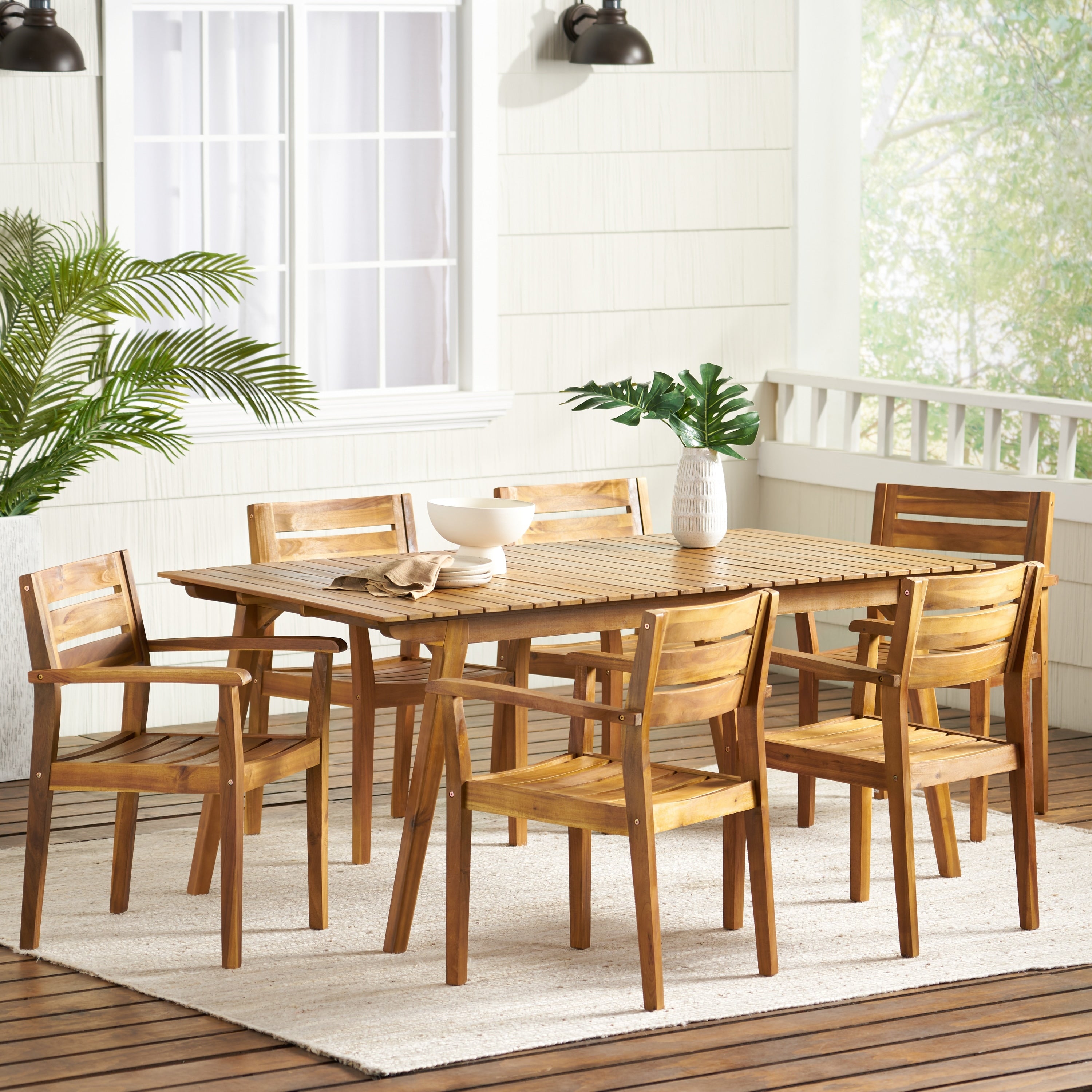 Taiga Outdoor 7 Piece Rectangle Wood Dining Set By Christopher Knight Home