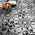 Taj In White And Black Handmade 8X8 In Moroccan Tile Pack Of 12