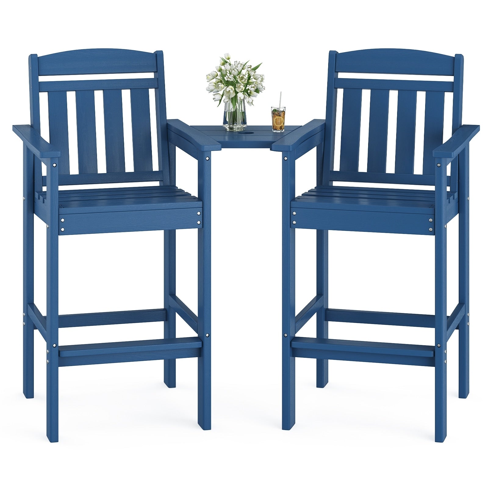 Tall Adirondack Chairs Set Of 2 Hdpe Adirondack Bar Stools With Connecting Tray Bar Height Adirondack Chair Patio Barstool