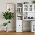 Tall Bathroom Storage Cabinet Display Cabinet With 3 Drawers White Side Cabinet Corner Cabinet Bookcase