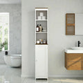 Tall Bathroom Storage Cabinet With Reversible Door Freestanding Narrow Linen Tower With Open Shelves And Enclosed Cabinet