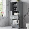Tall Bathroom Storage Cabinet With Tilt Out Laundry Hamper Adjustable Shelves Drawer Double Door Storage