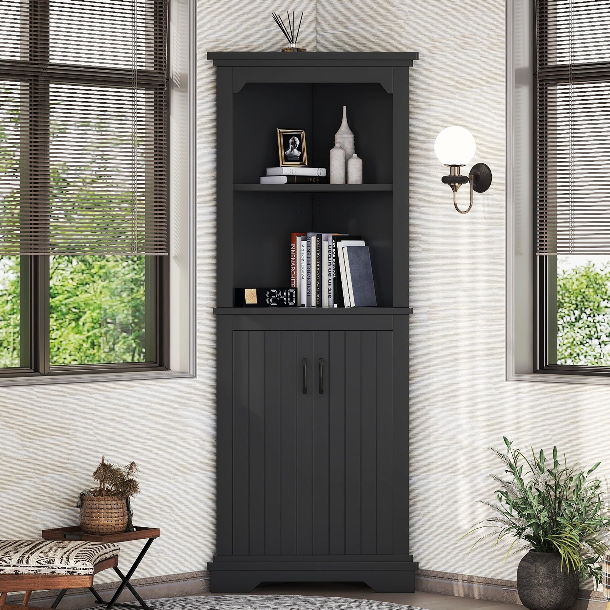 Tall Corner Cabinet Storage Cabinet With Doors Side Cabinet Display Cabinet Base Cabinet Accent Cabinet