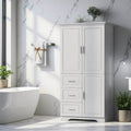 Tall Freestanding Bathroom Storage Cabinet With Doors 3 Drawers Large White Organizer Unit With Adjustable Shelves