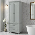 Tall Freestanding Storage Cabinet With Adjustable Shelves 2 Door 2 Drawer Organizer Unit For Bathroom