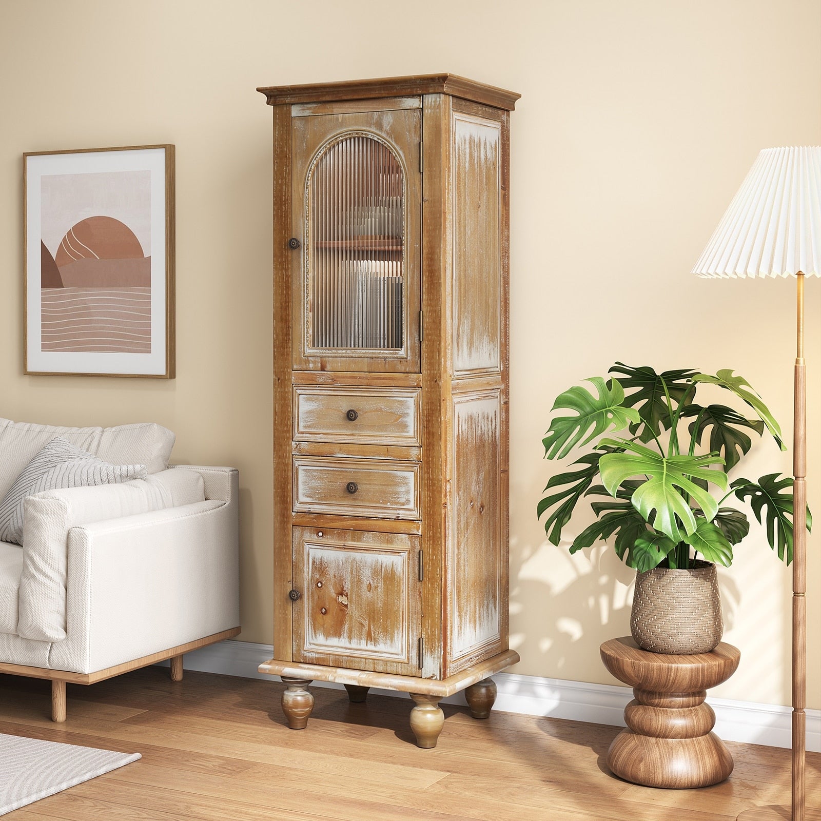 Tall Narrow Storage Cabinet Floor Cabinet With 2 Drawers Side Cabinet Bookcase Display Cabinet With Doors