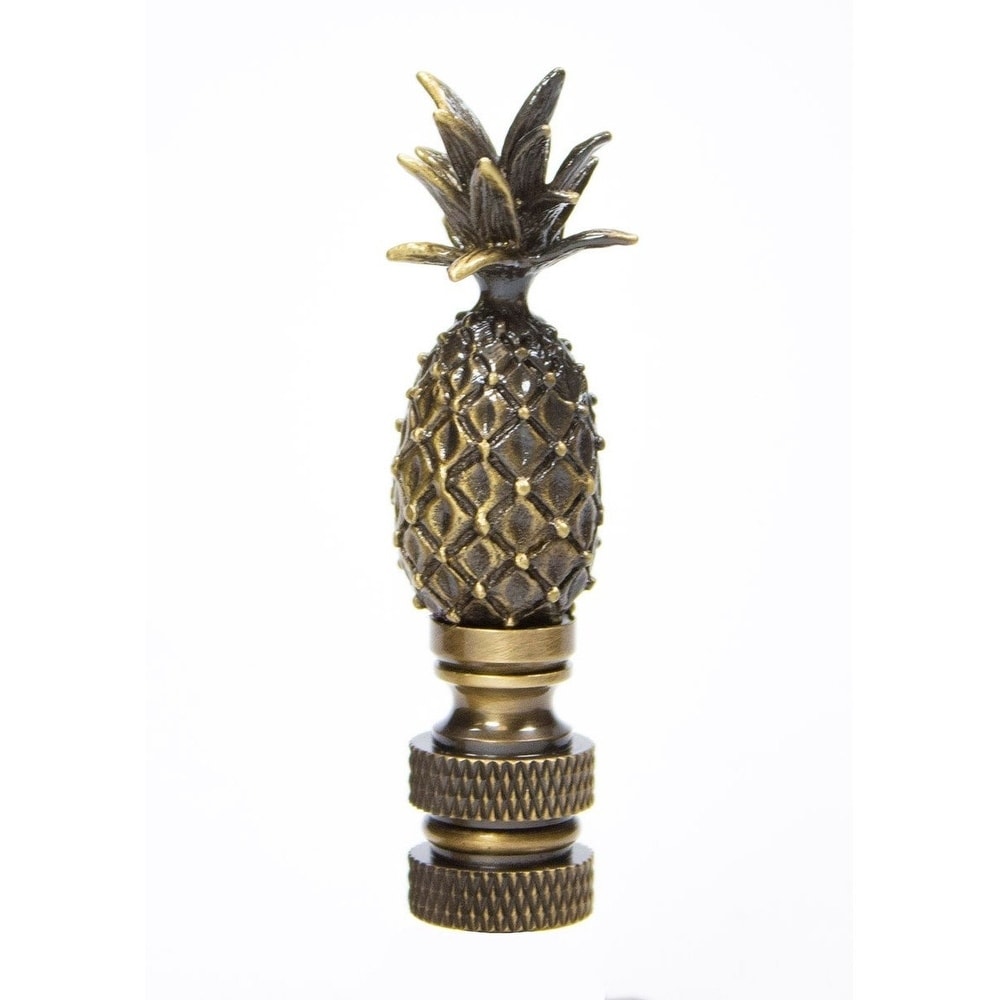 Tall Pineapple Lamp Finial Antique Brass Metal 2.5 H