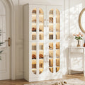 Tall Shoe Cabinet With Acrylic Doors White Entryway Storage Organizer With Led Lights By 1Easylife