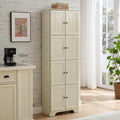 Tall Storage Cabinet Hallway Cabinet With 8 Doors Bookshelf White Freestanding Kitchen Sideboard With 4 Shelves