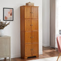 Tall Storage Cabinet Hallway Cabinet With 8 Doors Oak Bookshelf Freestanding Kitchen Sideboard With 4 Shelves