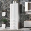 Tall Storage Cabinet With Three Drawers For Bathroom Office White