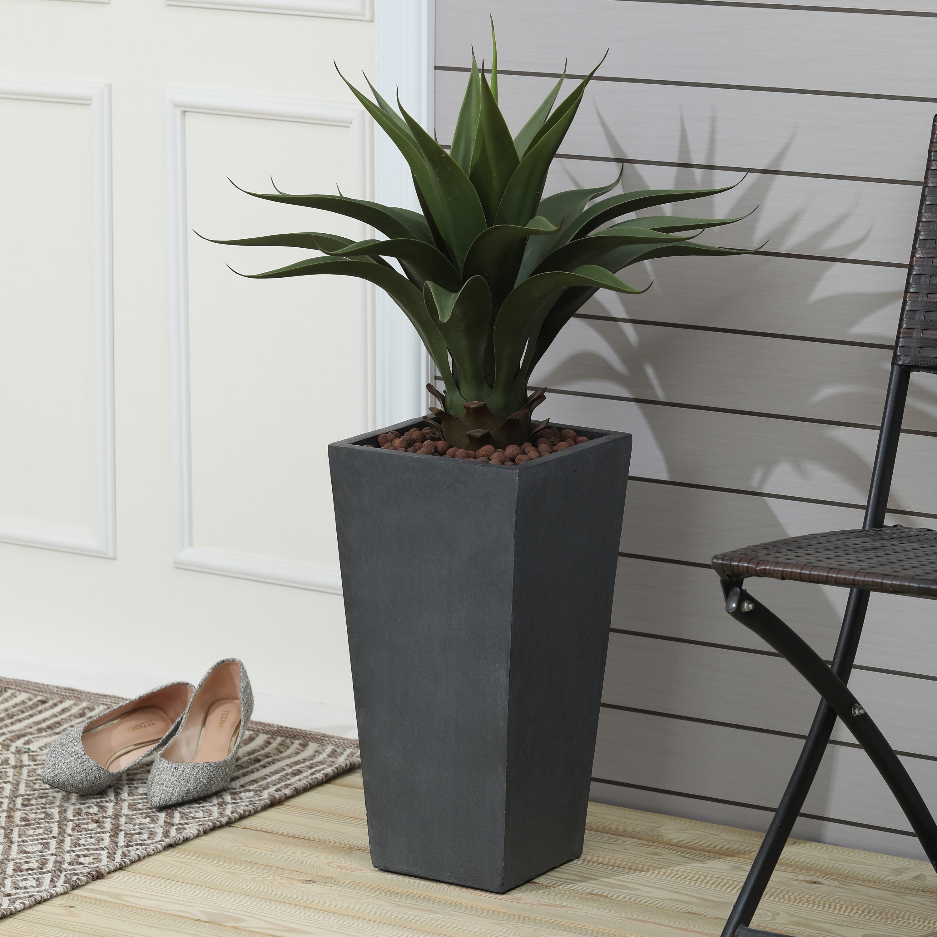 Tapered Stone Finish Tall Planter