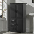 Tall Wide Storage Cabinet With Doors And 3 Drawers Bathroom Pantry Organizer With Adjustable Shelves And Anti Tipping Design