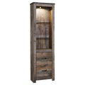 Tall Wooden Pier With 1 Door Cabinet And 2 Adjustable Glass Shelves Brown