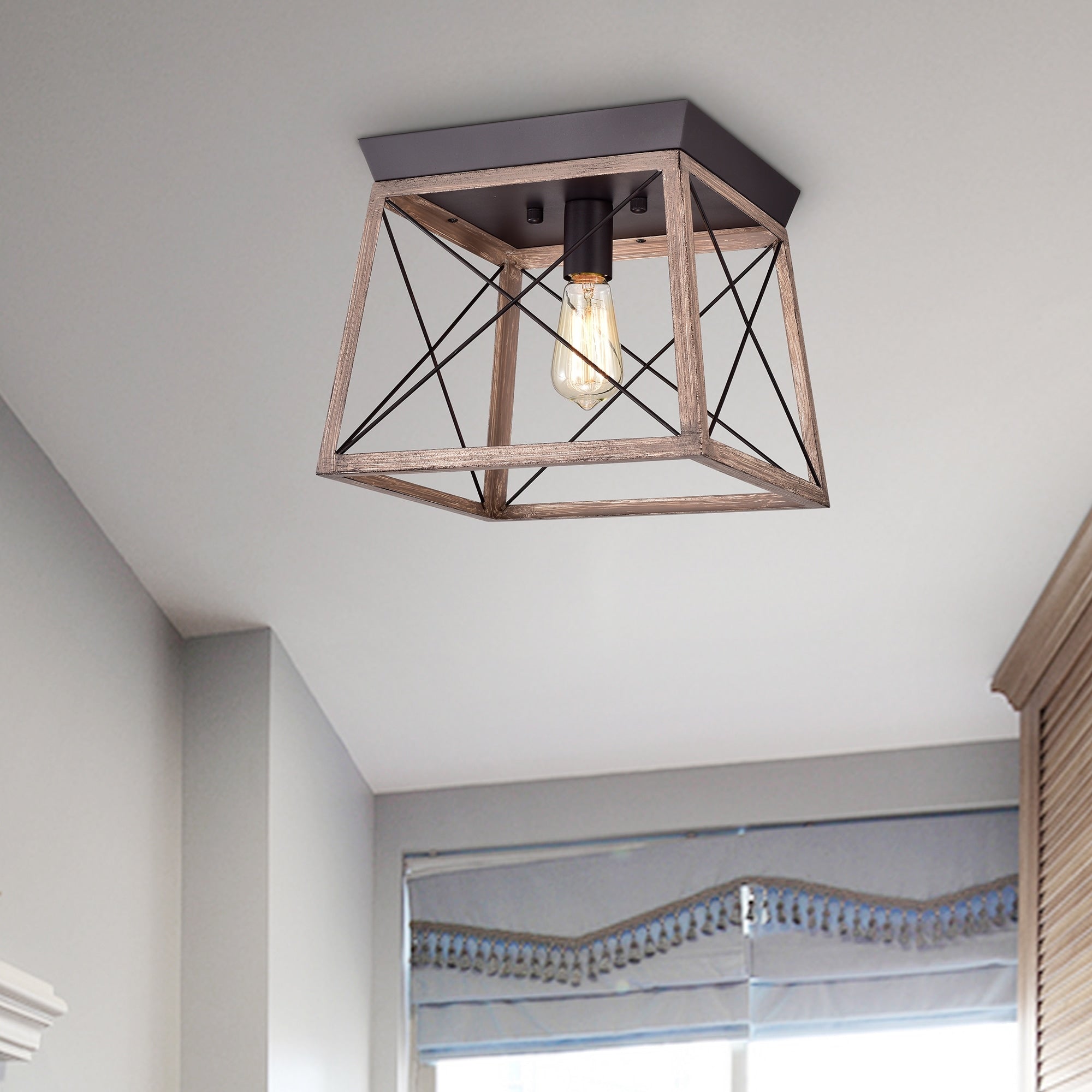 Tamara Oil Rubbed Bronze 1 Light Open Cage Metal Flush Mount