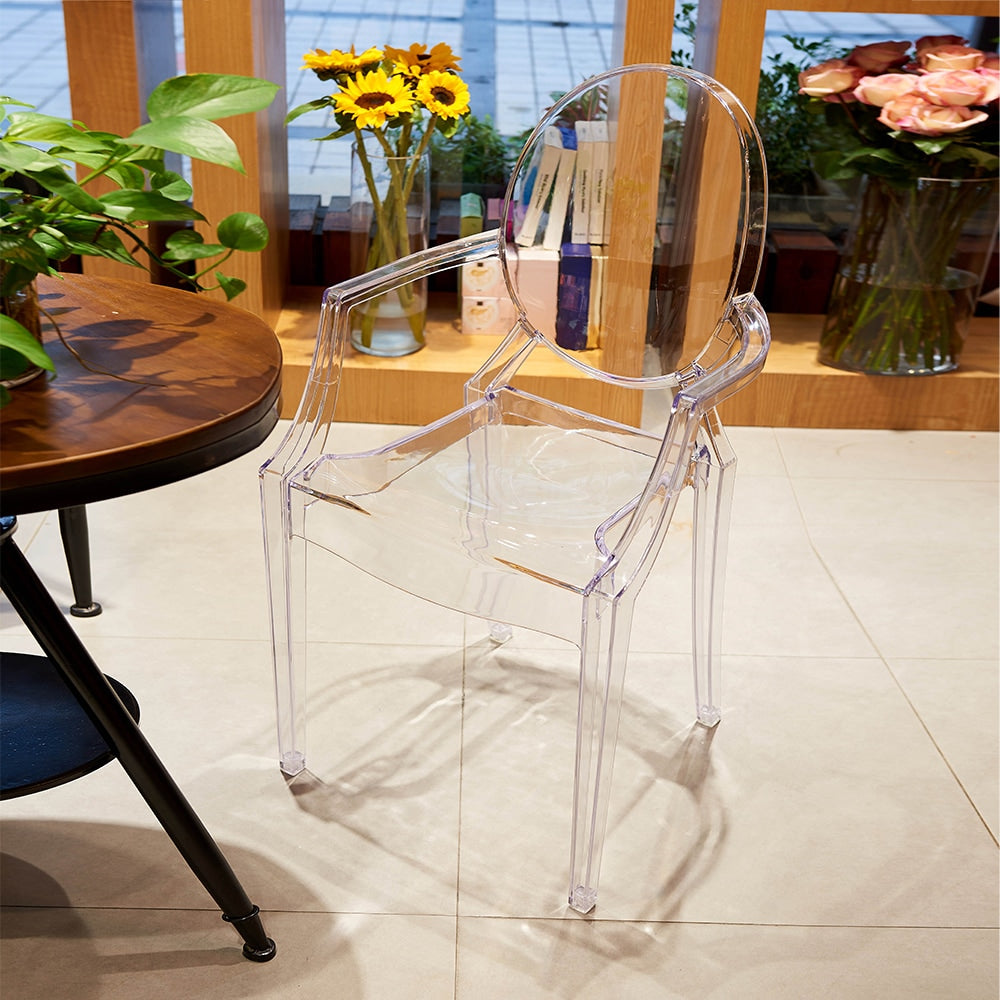 Warehouse Of Tiffany Tamik Clear Dining Arm Chair Set Of 2