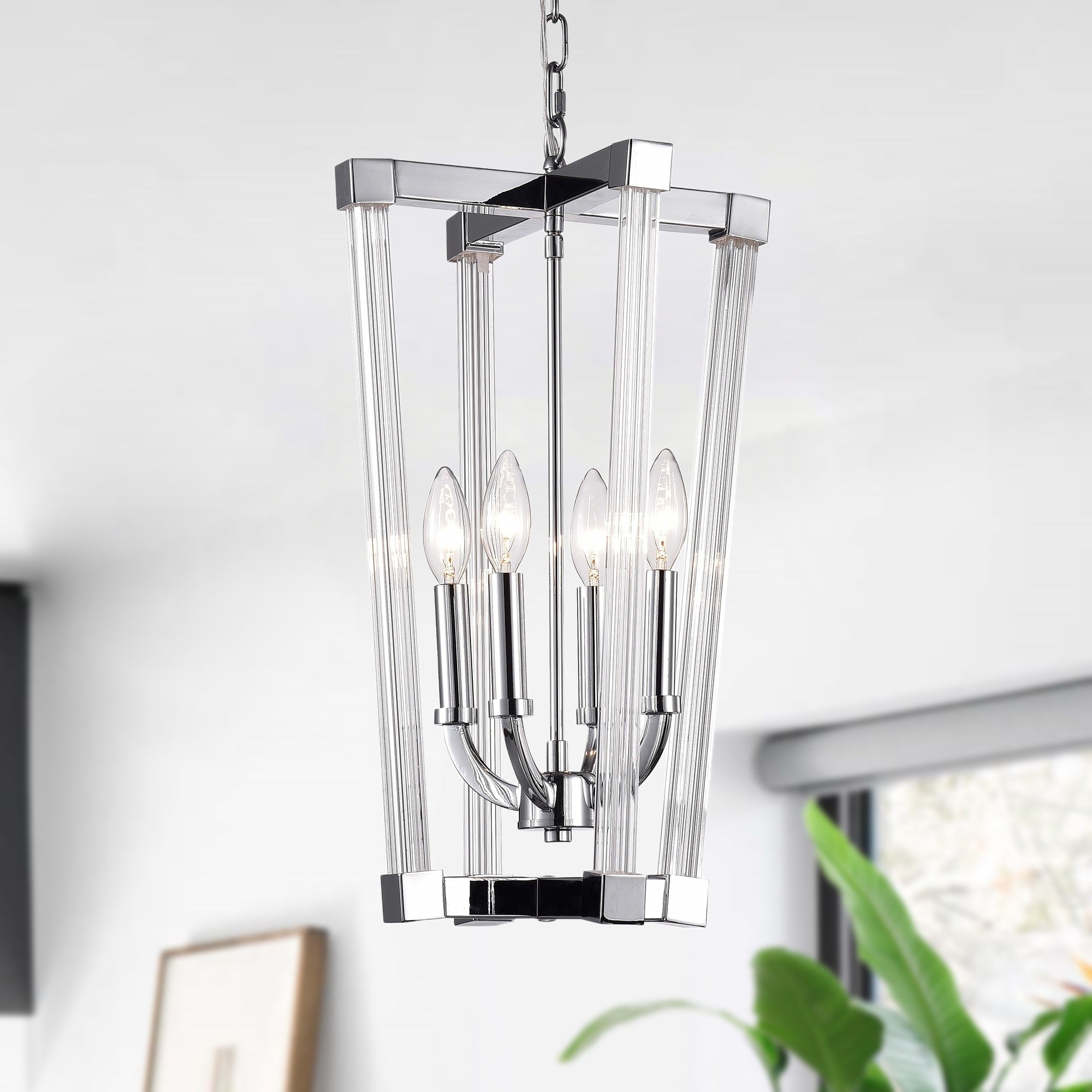 Tamise 4 Light Chrome Candelabra Style Modern Cage Pendant