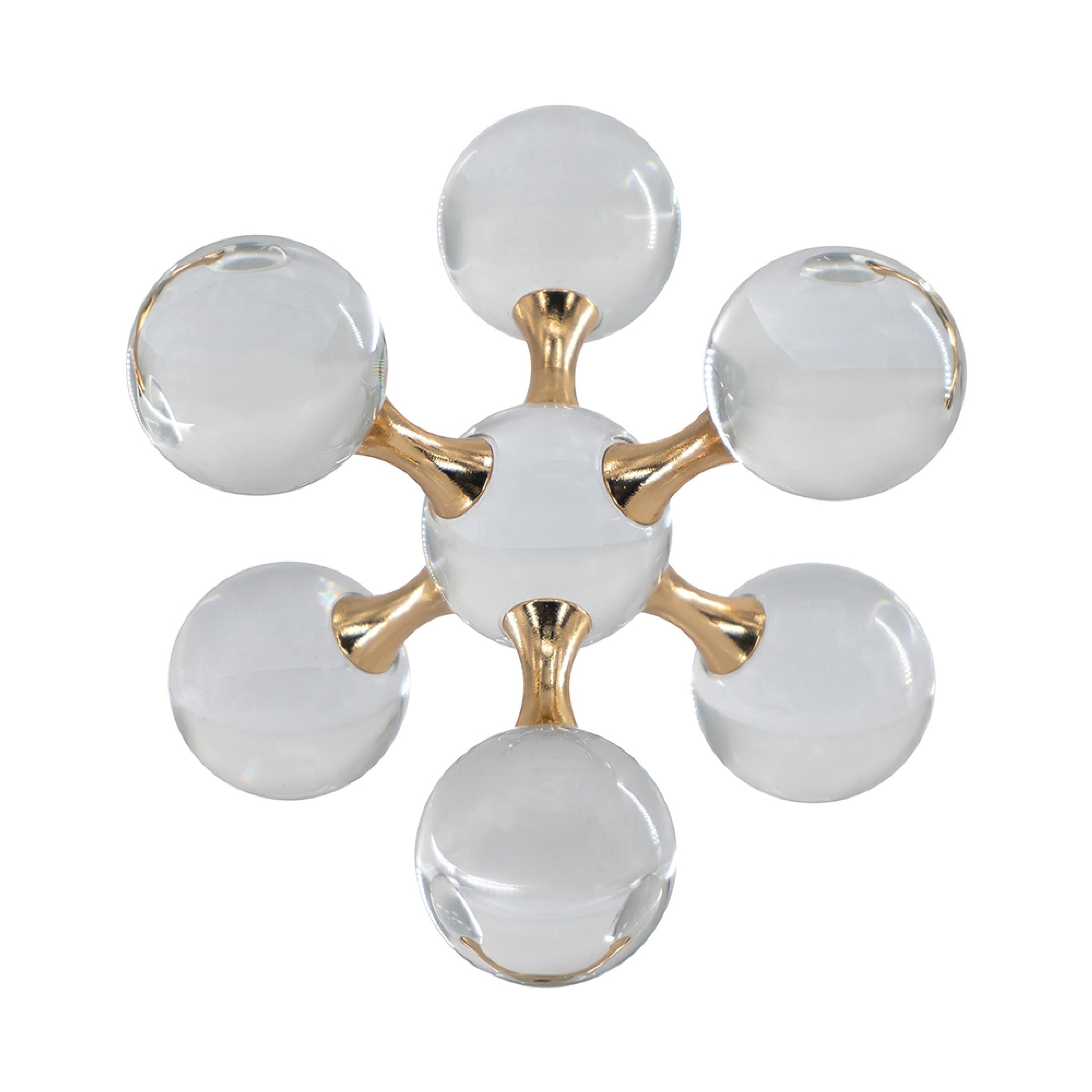 Tammy Atomic Ball Accent With 6 Glass Spheres Gold Iron Stems 8 Inch