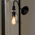 Tamrion Black Metal 1 Light Wall Sconce Clear Glass Shade With Edison Bulb