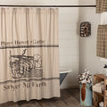 Tan Farmhouse Holiday Decor Vhc Sawyer Mill Plow Shower Curtain Rod Pocket Cotton Graphic Print Stenciled Chambray