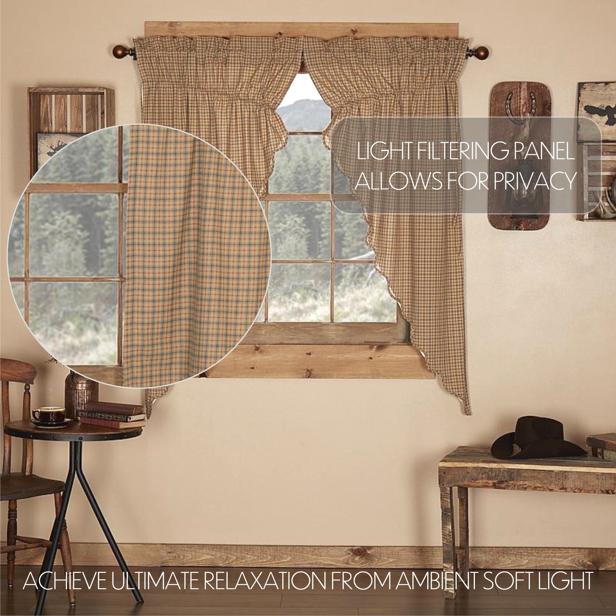 Millsboro Scalloped Lined Prairie Curtain Set 63 X 36