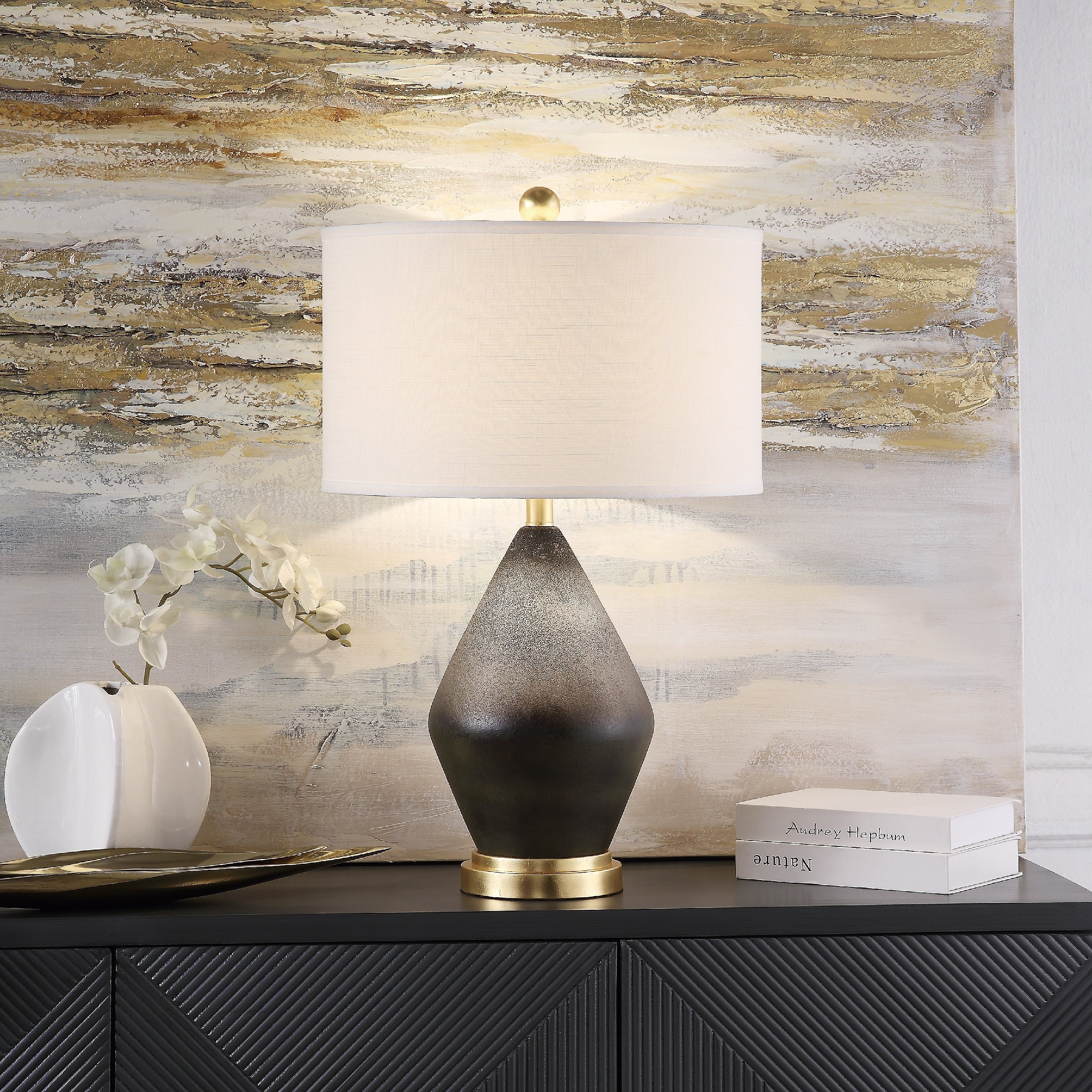 Tange 28 Black Stone Table Lamp