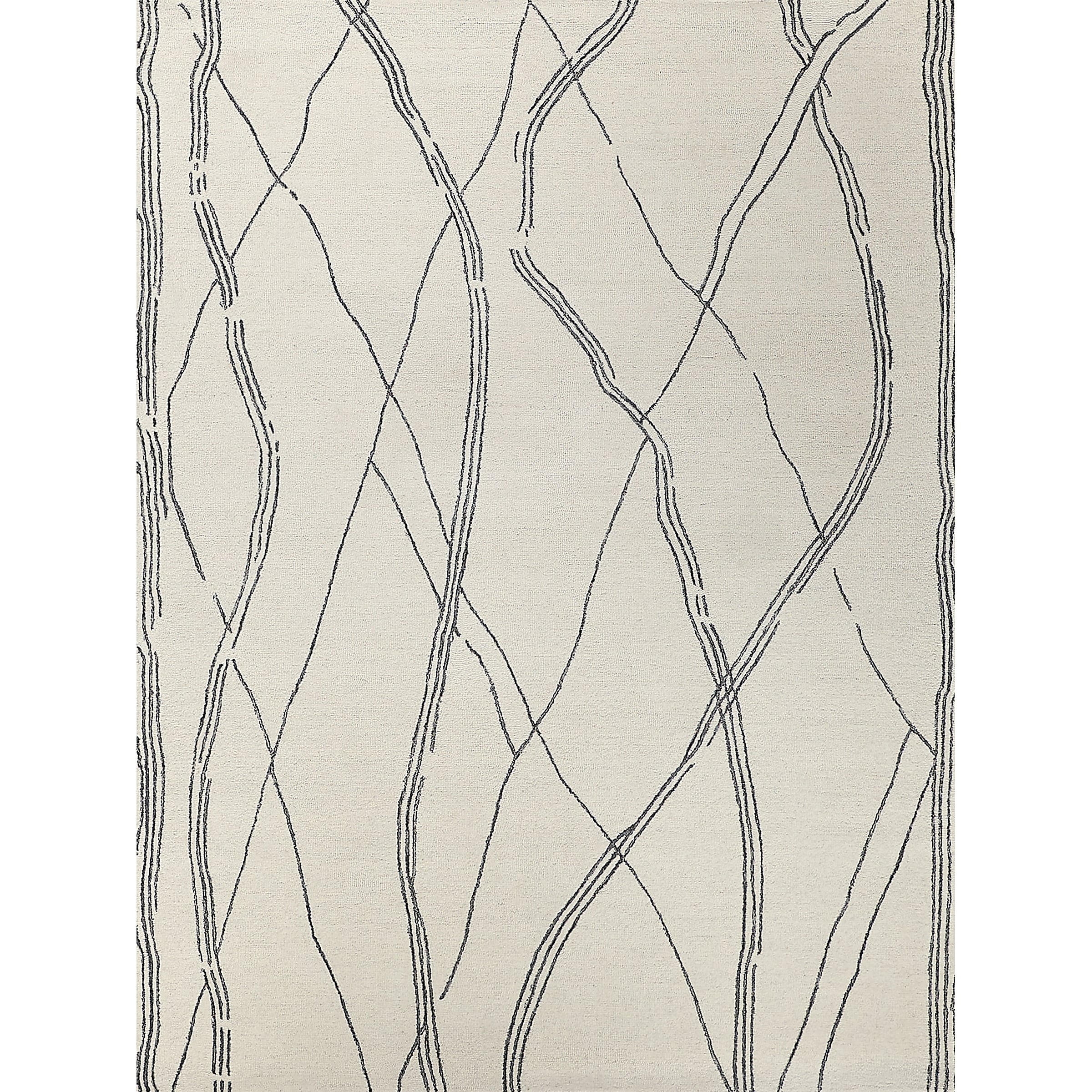 Tangiers Hand Tufted New Zealand Wool Ivory Black Area Rug