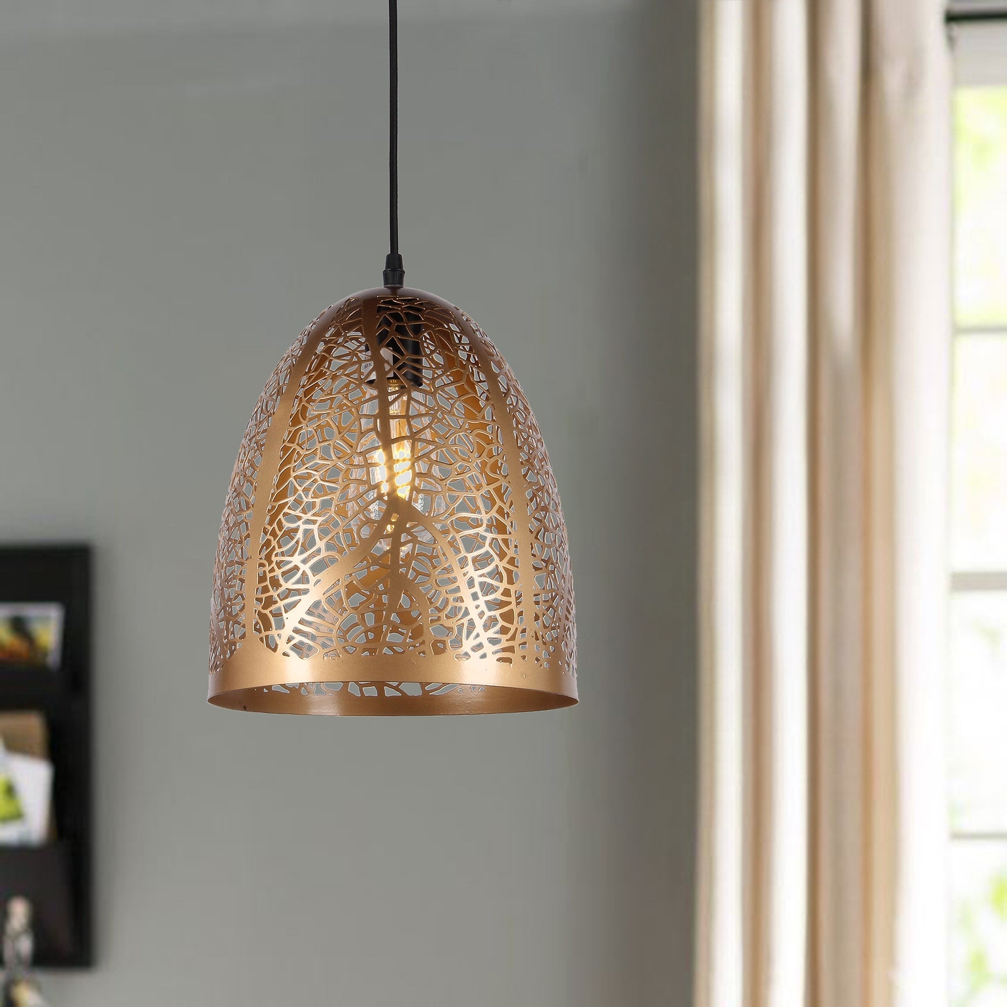 Tania Polished Brass 1 Light Metal Dome Shade Pendant Light