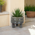 Tank Inspired Garden Planter Pot Grey Ceramic For Outdoor And Indoor