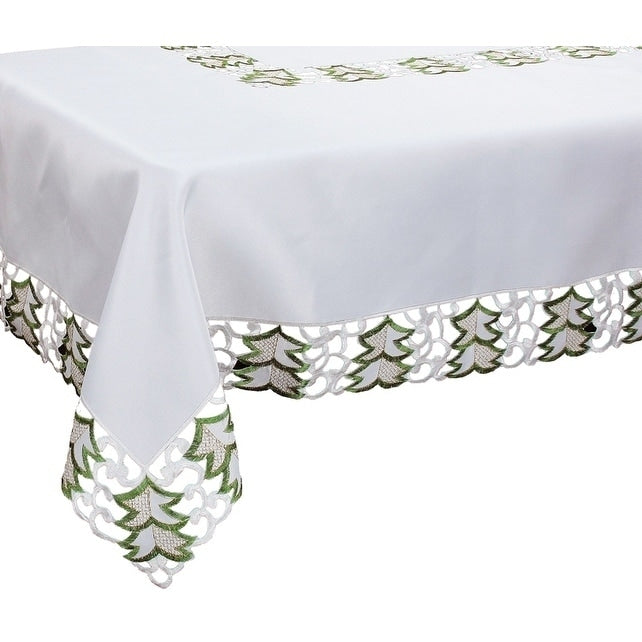 Tannenbaum Embroidered Cutwork Holiday Tablecloth 60 By 84 Inch