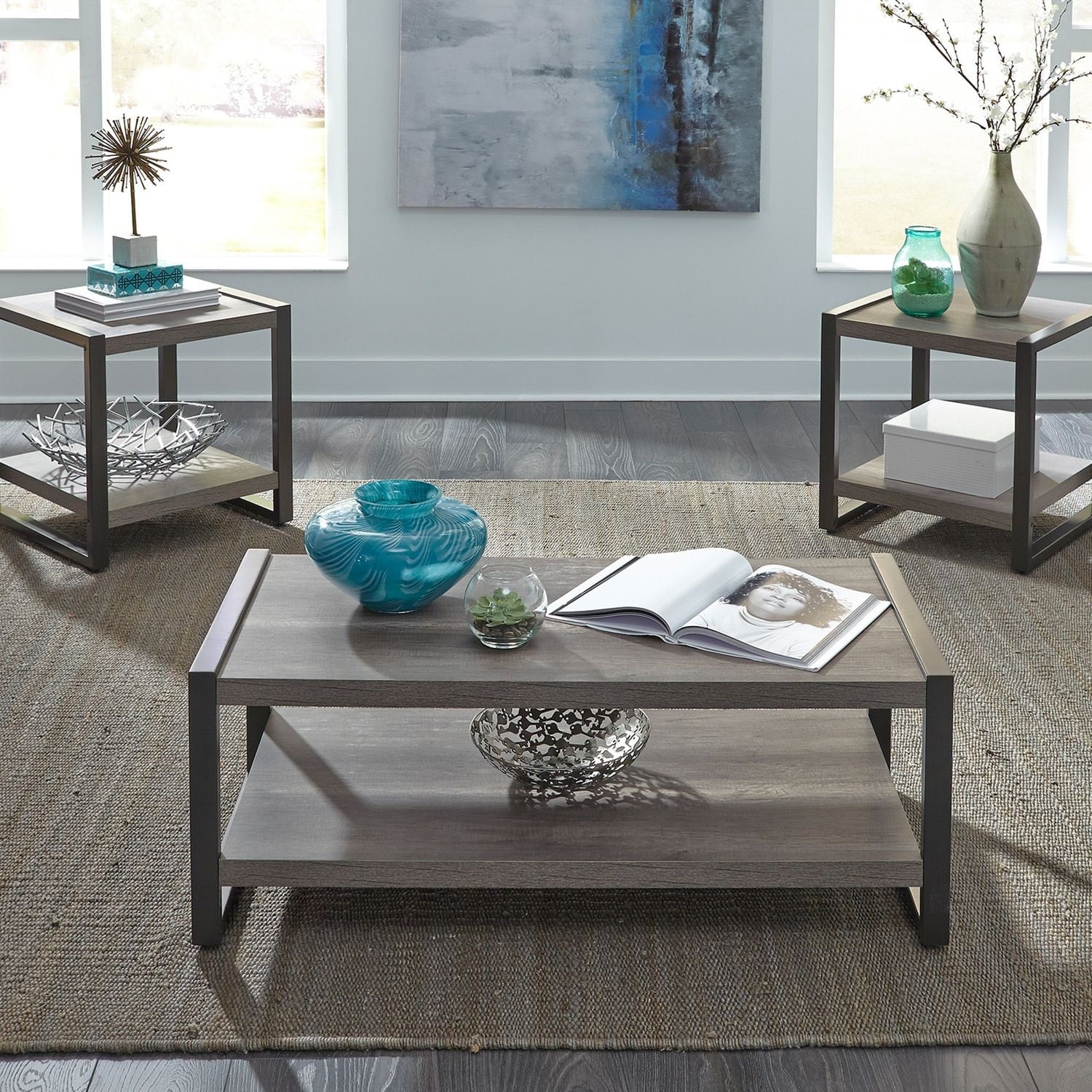 Tanners Creek Greystone Distressed 3 Piece Occasional Set