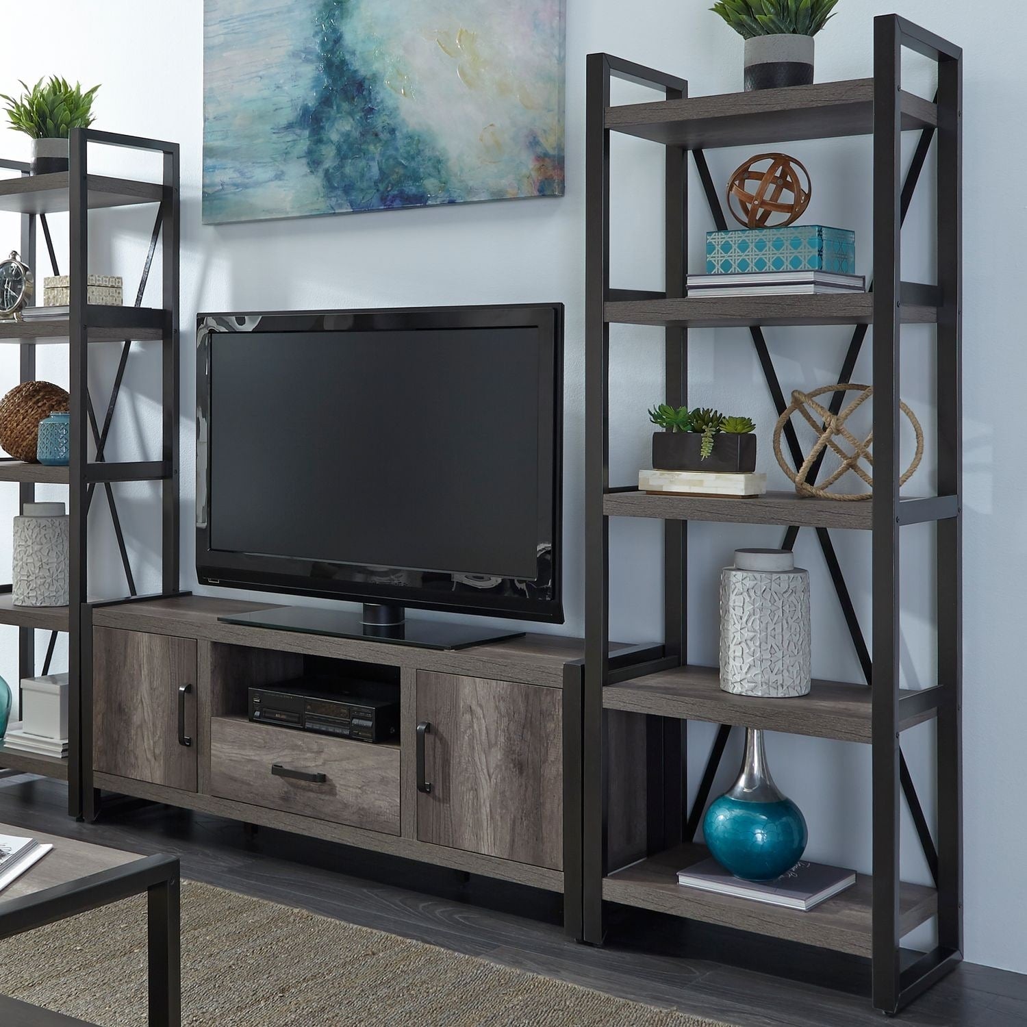 Tanners Creek Distressed Greystone 5 Shelf Tall Pier Unit