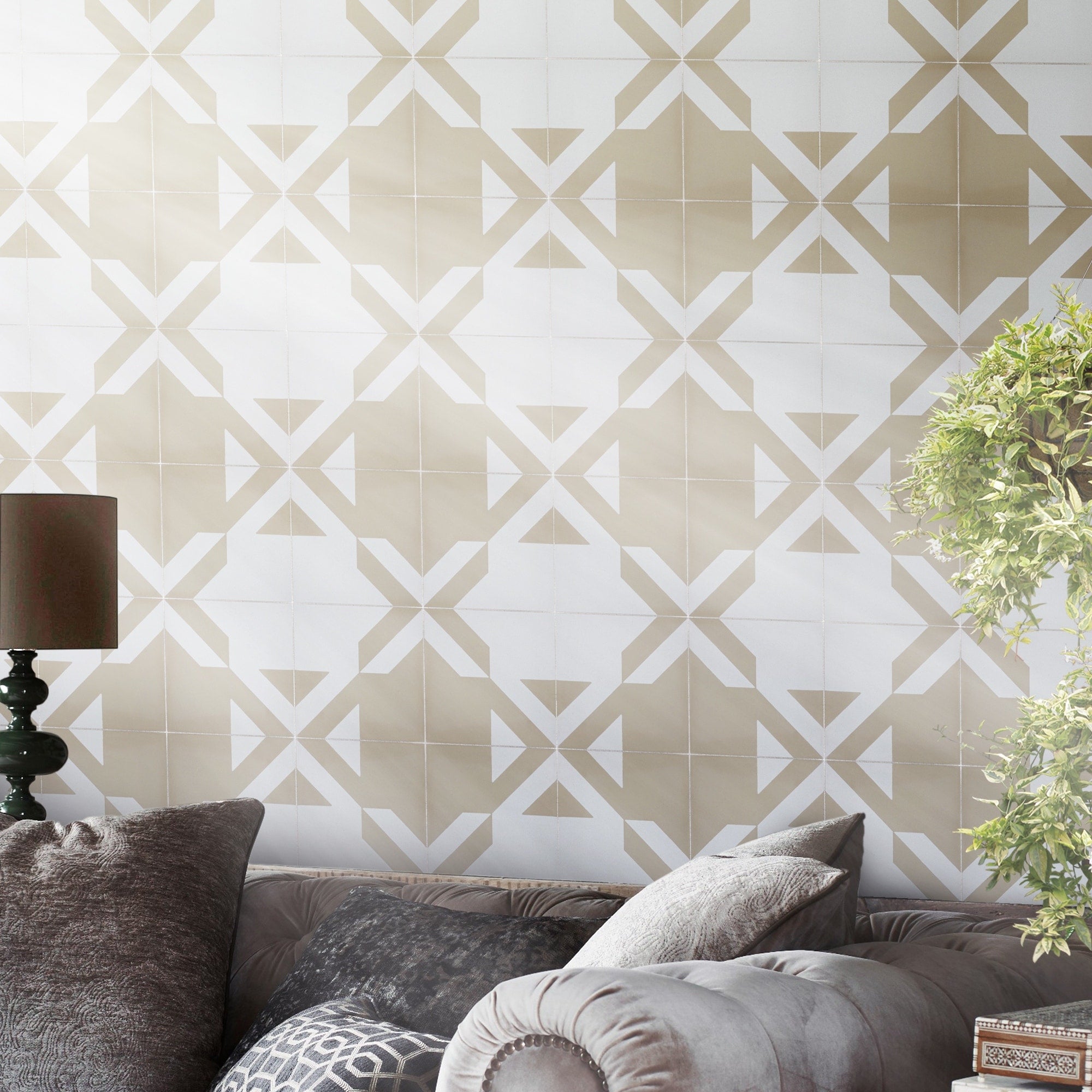 Tantan In Tan And White Handmade 8X8 In Moroccan Tiles Pack Of 12