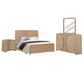 Tanya 4Pc Queen Bedroom Set Dresser Mirror Reeded Natural Brown