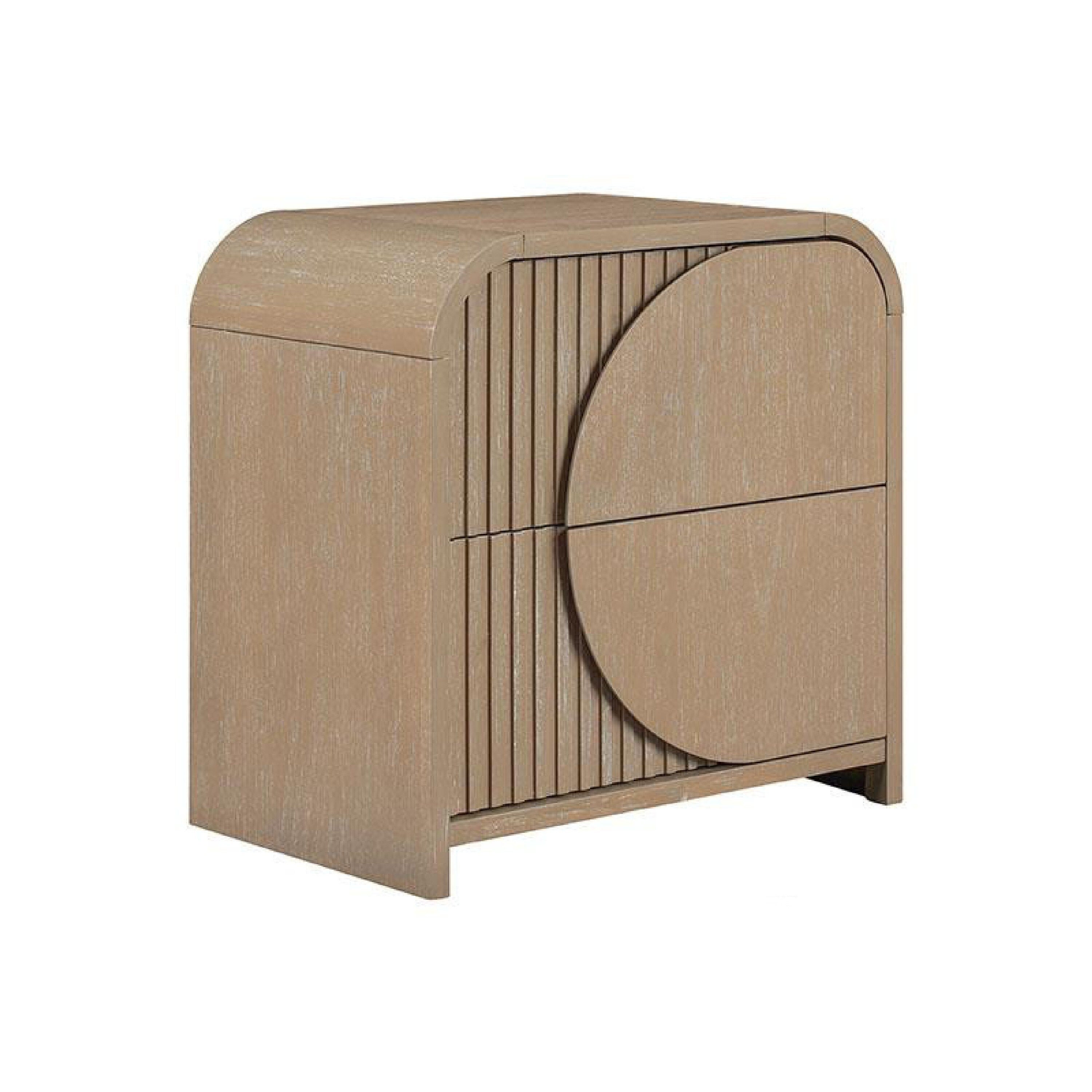 Tanya Nightstand With 2 Drawers Reeded Panels Natural Brown Wood