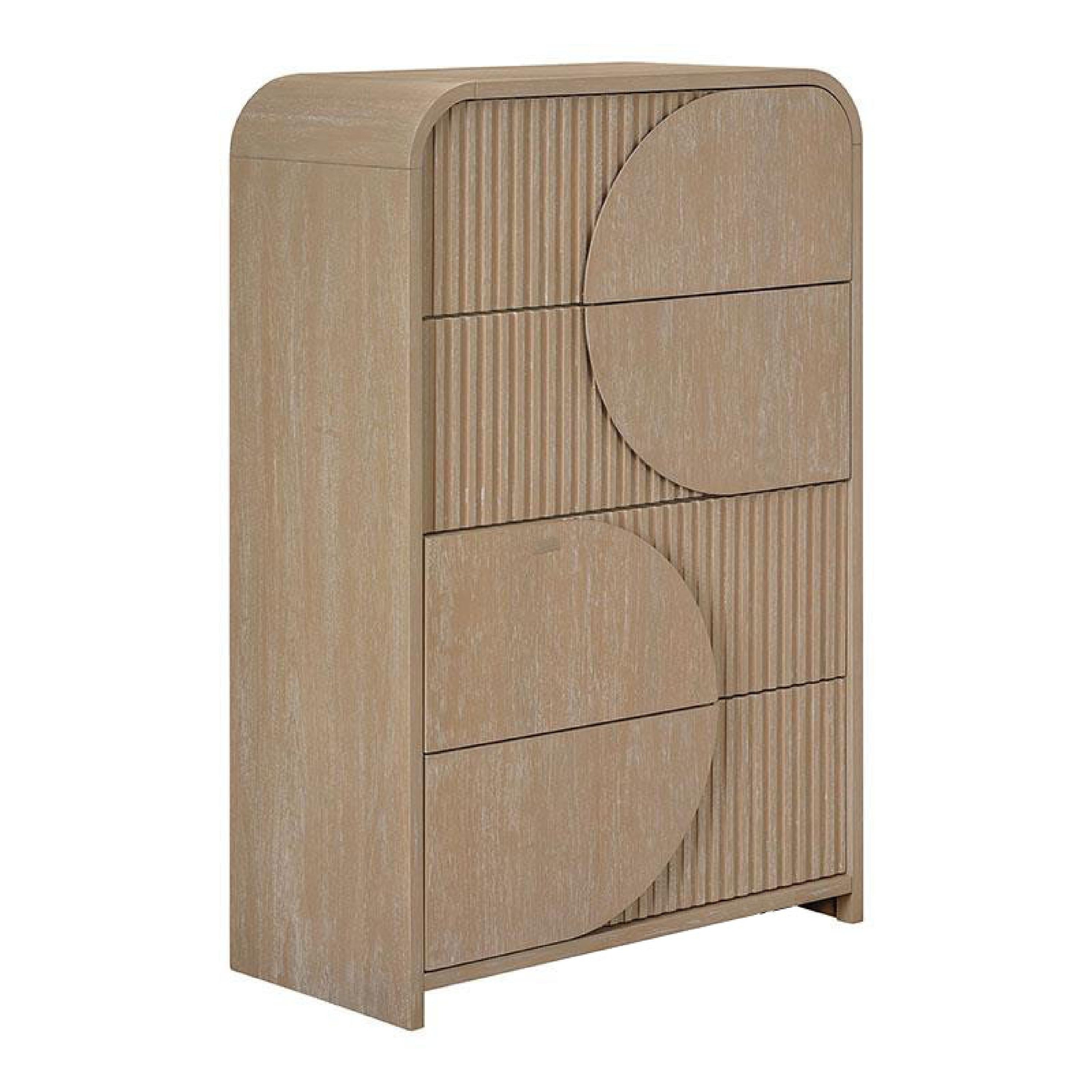 Tanya Tall Dresser Chest 4 Drawers With Reeded Panels Natural Brown