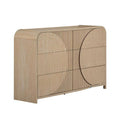 Tanya Wide Dresser 4 Drawers Retro Reeded Panels Natural Brown Wood