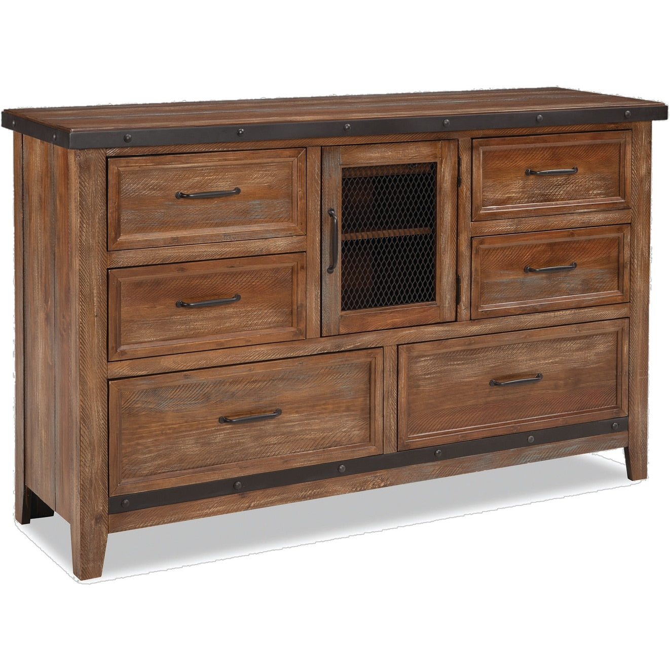 The Taos Canyon Brown 6 Drawer Dresser With Door