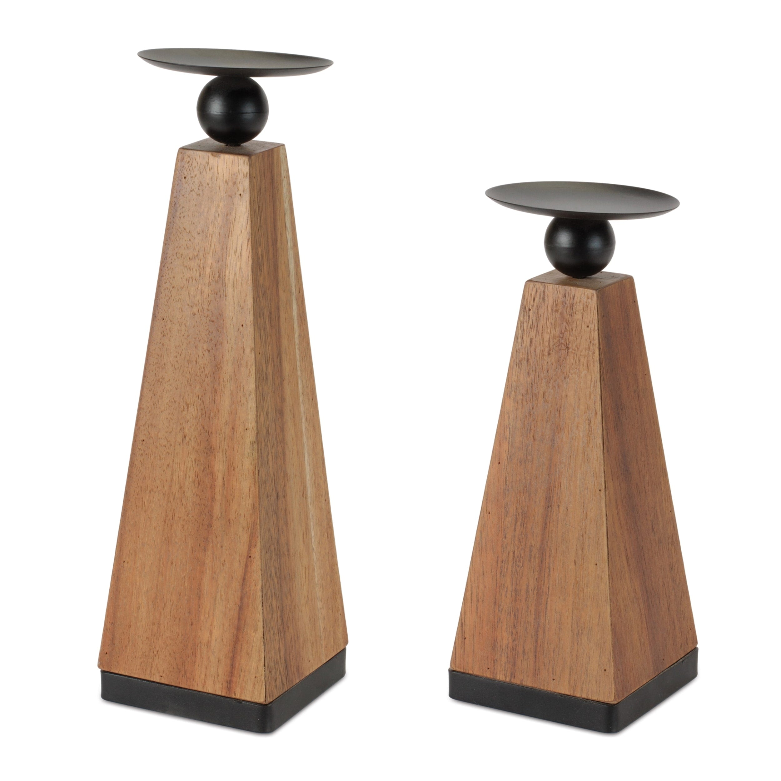 Tapered Wood Candle Holder Set Of 2
