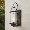 Taplow 16 Inch 1 Light Weathered Zinc Exterior Wall Sconce With Clear Seeded Glass Shade