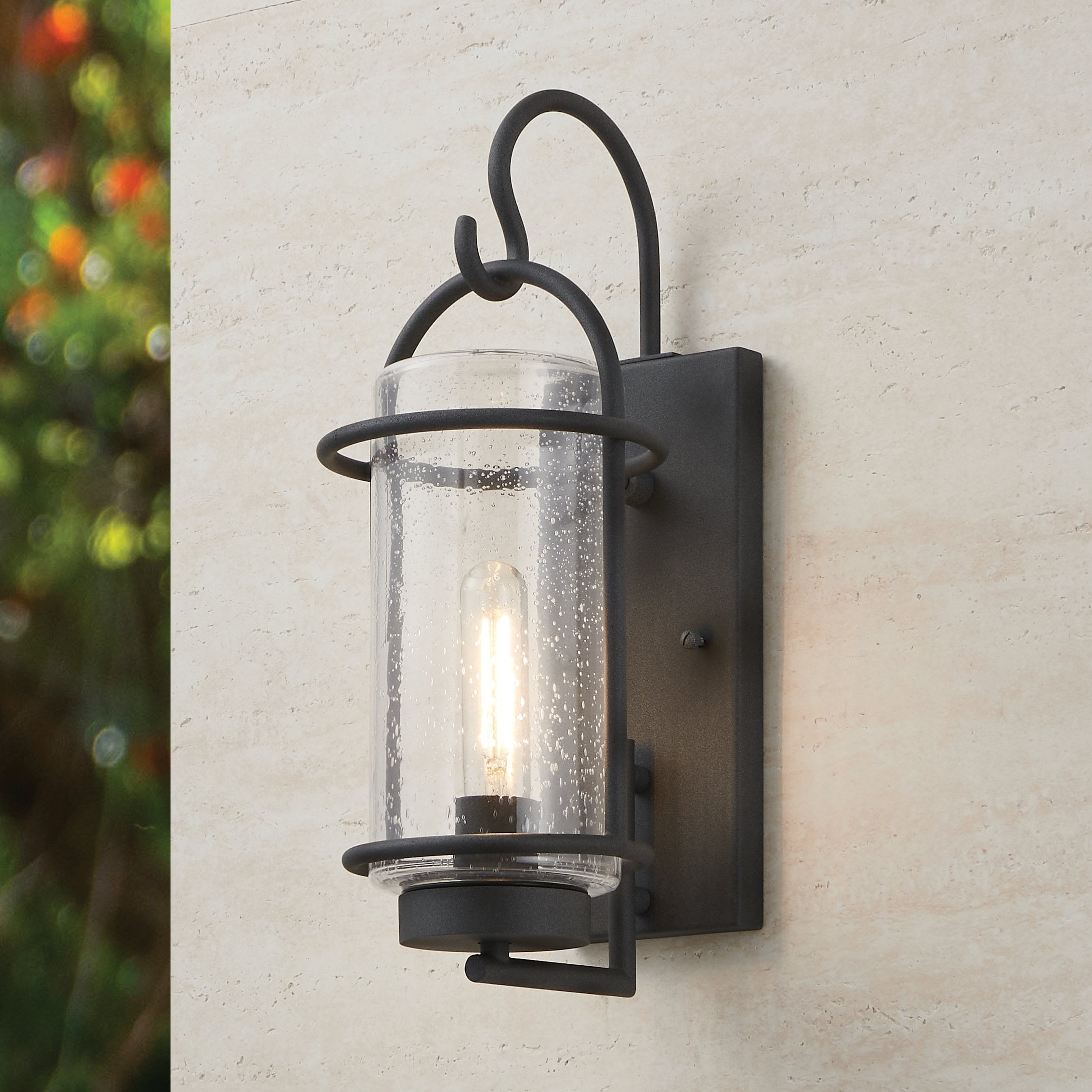 Taplow 16 Inch 1 Light Weathered Zinc Exterior Wall Sconce With Clear Seeded Glass Shade